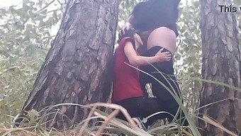 Lesbian Girls Have Steamy Sex To Stay Warm Under A Tree