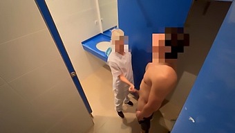 I Sneak In And Jerk Off In The Toilet While A Gym Cleaning Girl Walks In And Gives Me A Blowjob